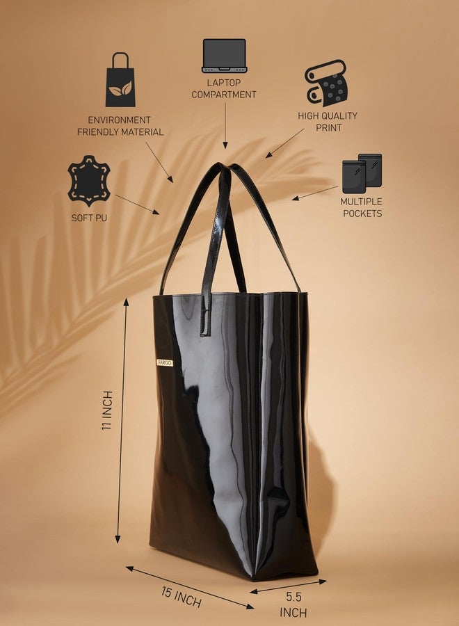 Fargo Vegan Leather Stylish Handbag Women Tote Bag (Black) - Image 3